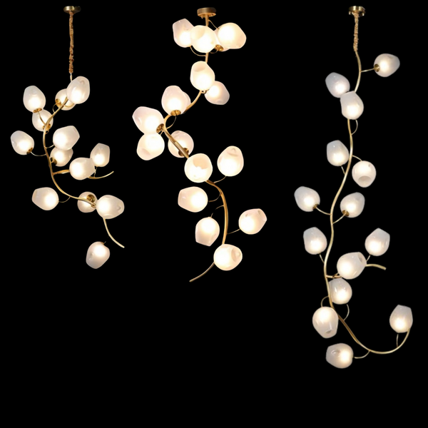 Artistic Glass Lampshade Chandelier with Branches Design for High Ceilings-Arialamps