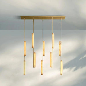 Auduban Alabaster Linear Chandelier 54''-54"-Brass-