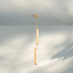 Auduban Alabaster Pendant Light-Lacquered Burnished Brass-