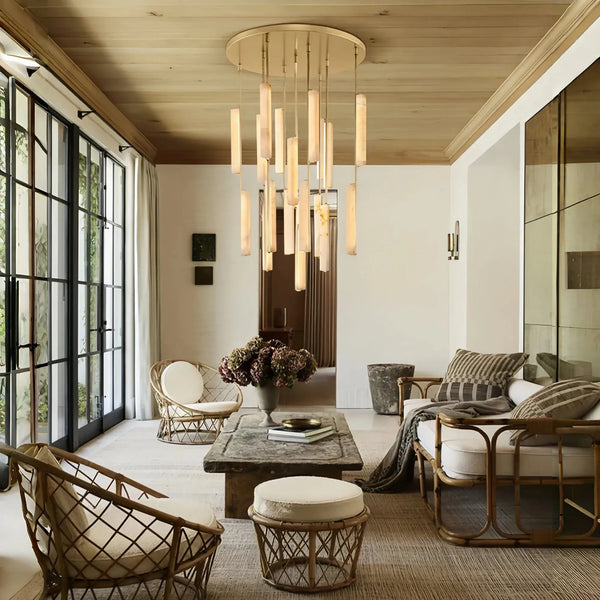 Auduban Alabaster Round Chandelier 24'' 40'' 56''-