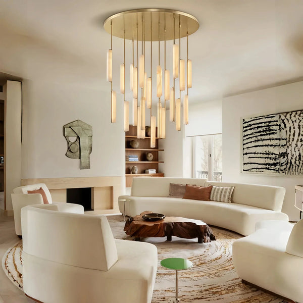 Auduban Alabaster Round Chandelier 24'' 40'' 56''-