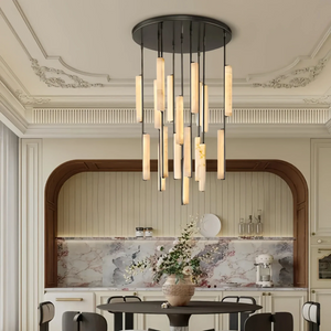 Auduban Alabaster Round Chandelier 24'' 40'' 56''-