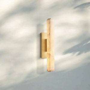 Auduban Alabaster Single Wall Sconce-19"-Lacquered Burnished Brass-
