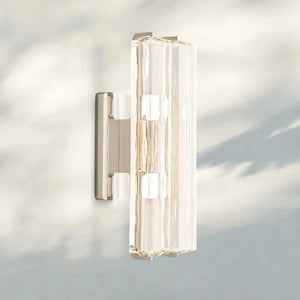 Auduban Crystal Double Wall Sconce-15''-Polished Nickel-