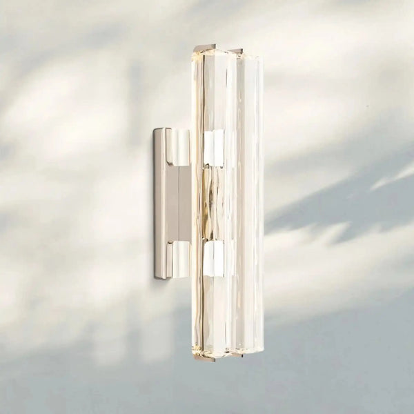 Auduban Crystal Double Wall Sconce-19''-Polished Nickel-