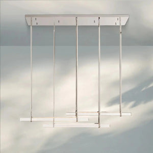 Auduban Crystal Triple Bar Linear Chandelier-72"-Nickel-