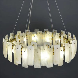 August Marble alabaster Round chandelier-39"D-Arialamps