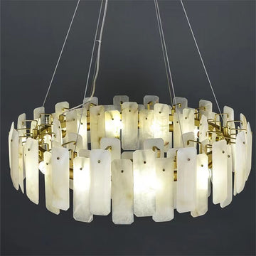 August Marble alabaster Round chandelier-39"D-Arialamps