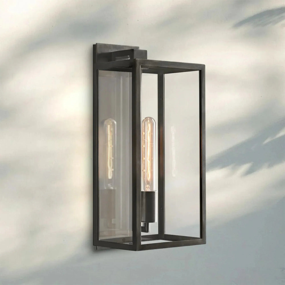Beckmen Glass Lantern Outdoor Wall Sconce 18'' 21'' 28''-18''H-Lacquered Burnished Brass-