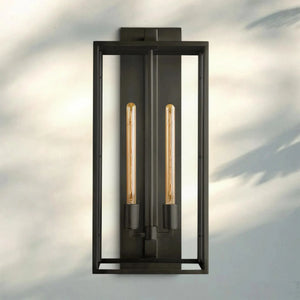 Beckmen Glass Lantern Outdoor Wall Sconce 18'' 21'' 28''-28''H-Bronze-