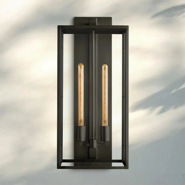Beckmen Glass Lantern Outdoor Wall Sconce 18'' 21'' 28''-28''H-Bronze-