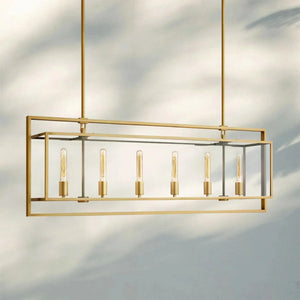 Beckmen Glass Retangular Chandelier for Living Room, Dining Table 54'' 72''-Retangular: 54'' 6-Light-Matte Black-