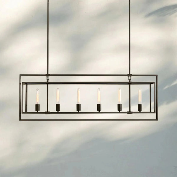 Beckmen Glass Retangular Chandelier for Living Room, Dining Table 54'' 72''-Retangular: 72'' 8-Light-Lacquer Brass-