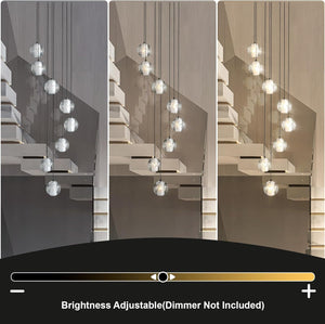 Black Crystal Staircase Chandelier with Adjustable Height and 8 Lights