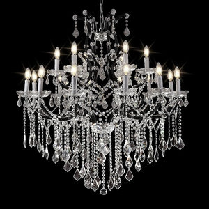 Black Large K9 Crystal Chandelier 18-Lighting Maria Theresa Chandeliers Luxury Modern High Ceiling Candle Chandelier Pendant Light Fixture 41" for Living Room, Dining, Foyer, Staircase, Entryway