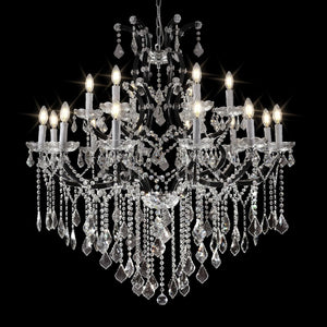 Black Large K9 Crystal Chandelier 18-Lighting Maria Theresa Chandeliers Luxury Modern High Ceiling Candle Chandelier Pendant Light Fixture 41" for Living Room, Dining, Foyer, Staircase, Entryway