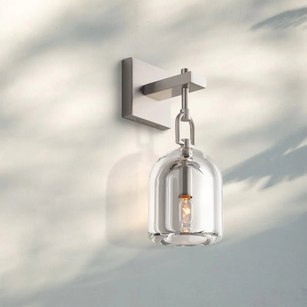 Botany Crystal Cloche Wall Sconce-Satin Nickel-