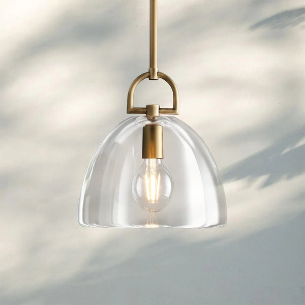 Botany Glass Dome Pendant 10″ 14″ 18″-14''-Lacquered Brass-