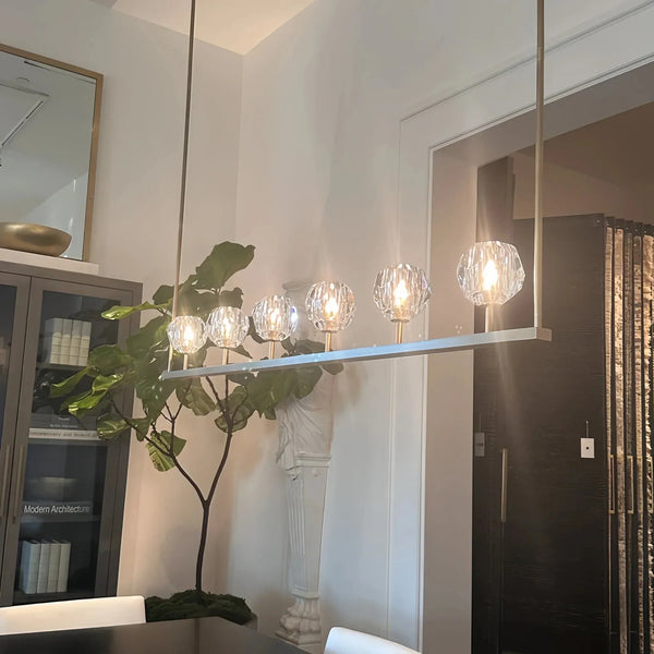 Bouble De Crystal Ball Linear Chandelier 48" 60"-Arialamps