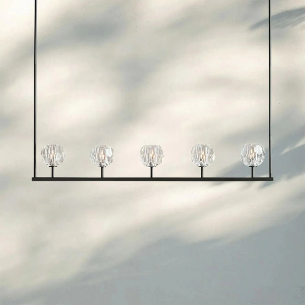 Bouble De Crystal Ball Linear Chandelier 48" 60"-Linear: 48'' 5-Light-Clear-Bronze-Arialamps