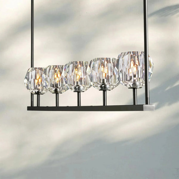 Bouble De Crystal Ball Linear Chandelier 48" 60"-Arialamps