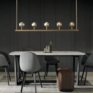 Bouble De Crystal Ball Linear Chandelier 48" 60"-Arialamps