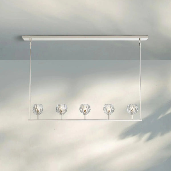 Bouble De Crystal Ball Linear Chandelier 48" 60"-Linear: 48'' 5-Light-Clear-Nickel-Arialamps