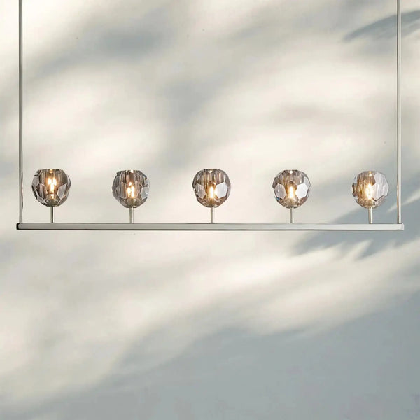 Bouble De Crystal Ball Linear Chandelier 48" 60"-Linear: 48'' 5-Light-Smoke-Nickel-Arialamps