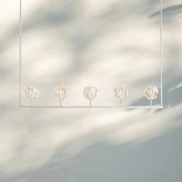 Bouble De Crystal Ball Linear Chandelier 48" 60"-Linear: 60'' 6-Light-Clear-Nickel-Arialamps