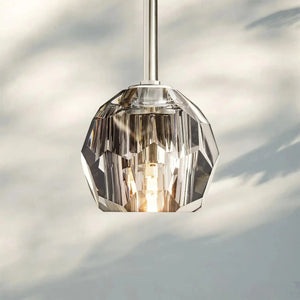 Bouble De Crystal Pendant Light-Nickel-Smoke-Cord-Arialamps
