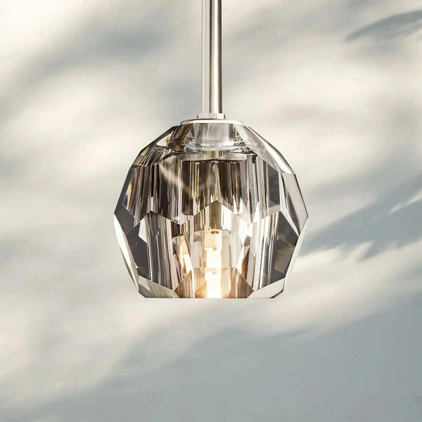 Bouble De Crystal Pendant Light-Nickel-Smoke-Cord-Arialamps