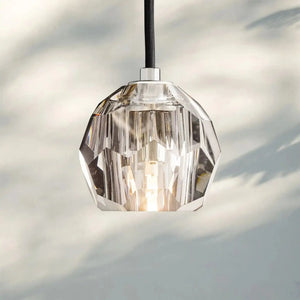 Bouble De Crystal Pendant Light-Nickel-Smoke-Rod-Arialamps