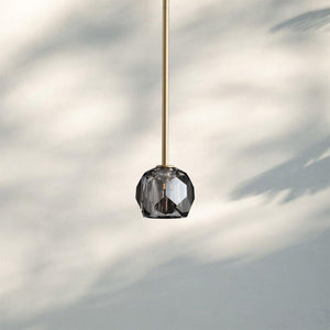 Bouble De Crystal Pendant Light-Brass-Smoke-Rod