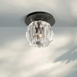 Bouble De Crystal Single Flushmount-Bronze-Clear-Arialamps