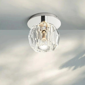 Bouble De Crystal Single Flushmount-Polished Nickel-Clear-Arialamps