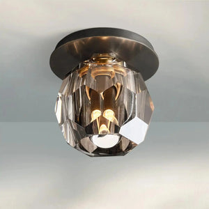 Bouble De Crystal Single Flushmount-Bronze-Smoke-Arialamps