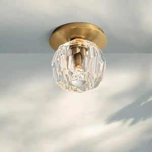 Bouble De Crystal Single Flushmount-Lacquered Burnished Brass-Clear-Arialamps