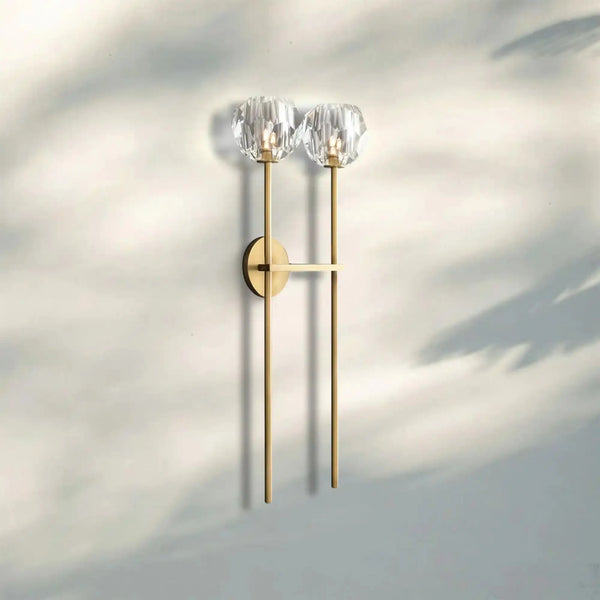 Bouble de Crystal Wall Sconce-Double Grand Wall Sconce-Lacquered Burnished Brass-Clear-Arialamps