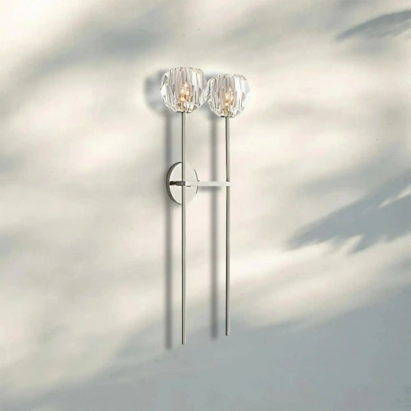 Bouble de Crystal Wall Sconce-Double Grand Wall Sconce-Polished Nickel-Clear-Arialamps
