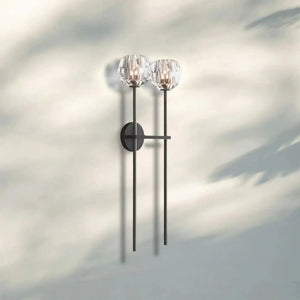 Bouble de Crystal Wall Sconce-Double Grand Wall Sconce-Matte Black-Clear-Arialamps