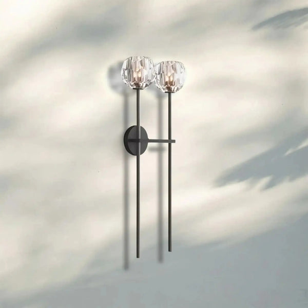 Bouble de Crystal Wall Sconce-Double Grand Wall Sconce-Matte Black-Clear-Arialamps