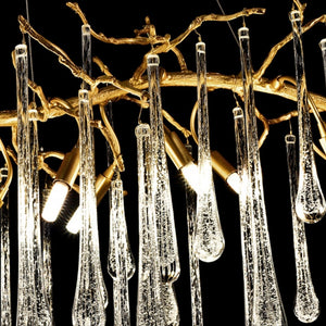 Branch Crystal Drops Chandelier in French Style with Copper Gold Finish for Dining and Living Room Ceiling-Chandeliers-Arialamps