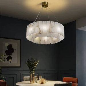 Brendra Alabaster 2-Tier Round Chandelier-Arialamps