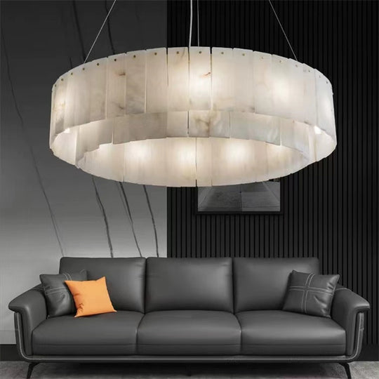 Brendra Alabaster 2-Tier Round Chandelier-Arialamps