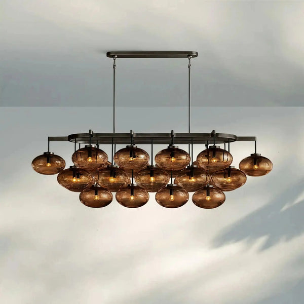 Cabrlet Clear/Amber Glass Linear Chandelier - Arialamps