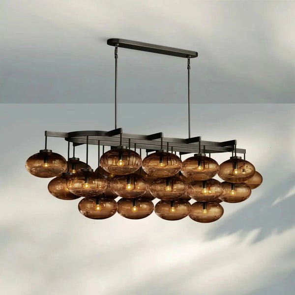 Cabrlet Clear/Amber Glass Linear Chandelier - Arialamps