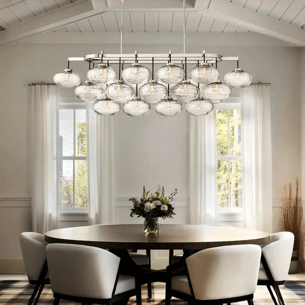 Cabrlet Clear/Amber Glass Linear Chandelier - Arialamps