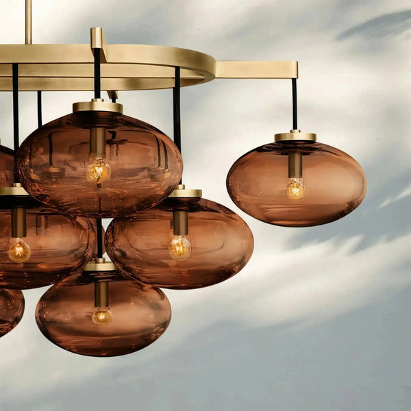 Cabrlet Clear/Amber Glass Linear Chandelier - Arialamps