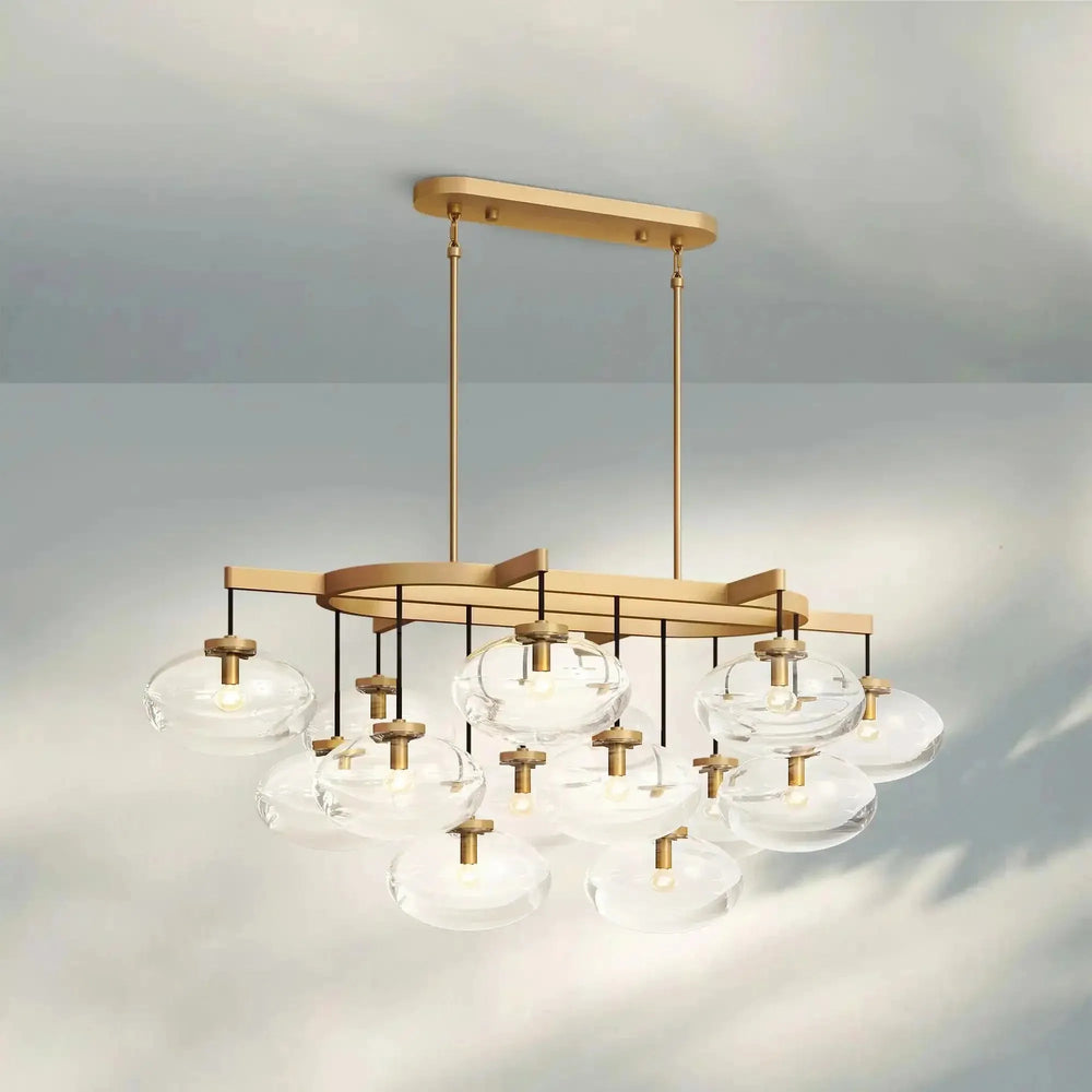 Cabrlet Clear/Amber Glass Linear Chandelier - Arialamps