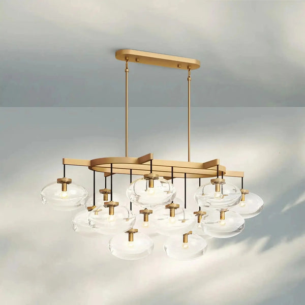 Cabrlet Clear/Amber Glass Linear Chandelier - Arialamps